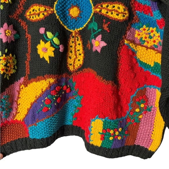 Vintage Empress Womens Chunky Knit Floral Colorful Sweater- size Large - Picture 3 of 5